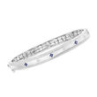 .10 ct. t.w. Sapphire and Diamond Accent Flower Bangle Bracelet in Sterling Silver