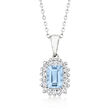 .60 Carat Aquamarine Pendant Necklace with .18 ct. t.w. Diamonds in 14kt White Gold