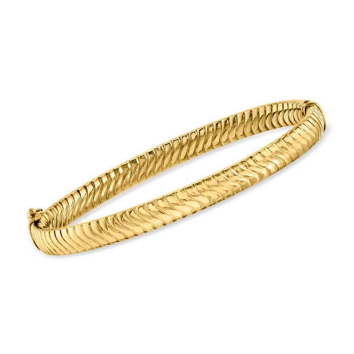Italian 14kt Yellow Gold Ribbed Bangle Bracelet