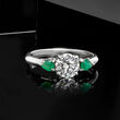 1.00 Carat Lab-Grown Diamond Ring with .20 ct. t.w. Emeralds in 14kt White Gold