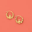 14kt Yellow Gold Claddagh Hoop Earrings