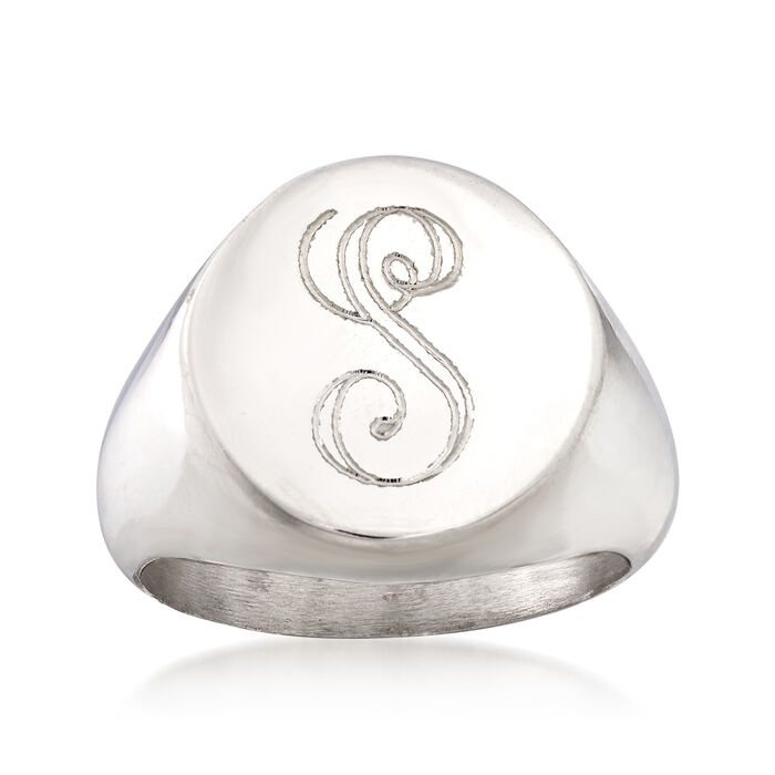 Italian Personalized Round-Top Ring in Sterling Silver