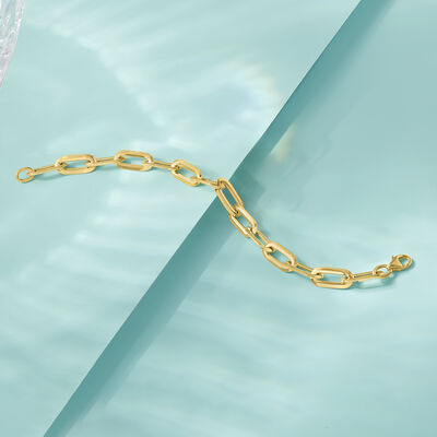 Italian 18kt Yellow Gold Paper Clip Link Bracelet