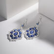 10.40 ct. t.w. Sapphire and 1.90 ct. t.w. Diamond Drop Earrings in 18kt White Gold