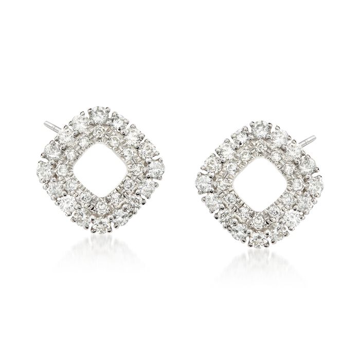 .39 ct. t.w. Diamond Open Double Frame Earrings in 14kt White Gold
