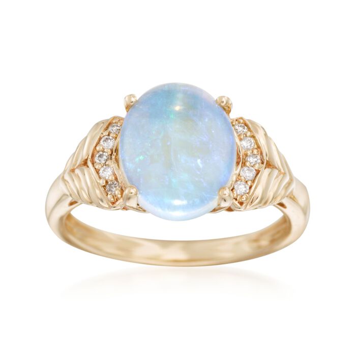 Opal Ring with Diamond Accents in 18kt Yellow Gold