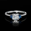 1.00 Carat Lab-Grown Diamond Ring with .40 ct. t.w. Sapphires in 14kt White Gold