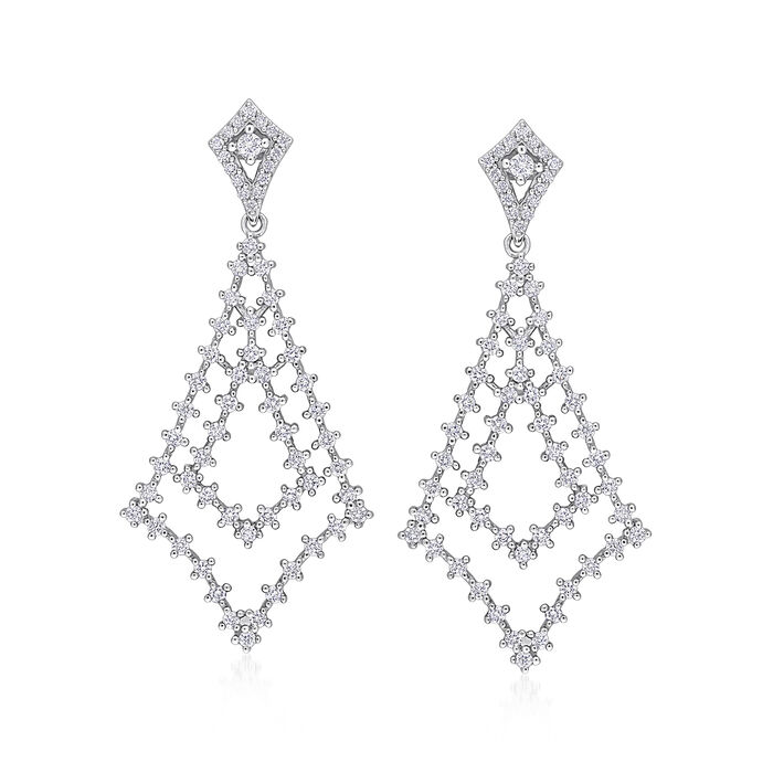 1.40 ct. t.w. Diamond Geometric Drop Earrings in 14kt White Gold