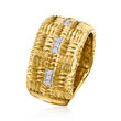 .10 ct. t.w. Diamond Basketweave Ring in 18kt Gold Over Sterling