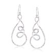 Sterling Silver Diamond-Cut Open Spiral Drop Earrings