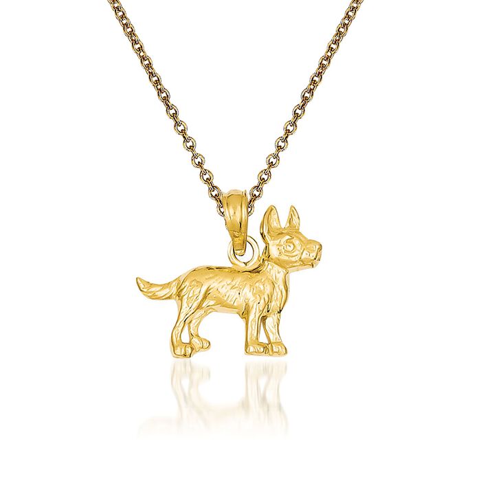 14kt Yellow Gold Terrier Dog Pendant Necklace