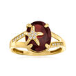 3.70 Carat Garnet and .10 ct. t.w. White Topaz Starfish Ring in 14kt Yellow Gold