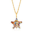 Italian Multicolored Murano Glass Star Pendant Necklace in 18kt Gold Over Sterling