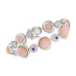 Pink Opal, .80 ct. t.w. Amethyst and .70 ct. t.w. White Topaz Bracelet in Two-Tone Sterling Silver