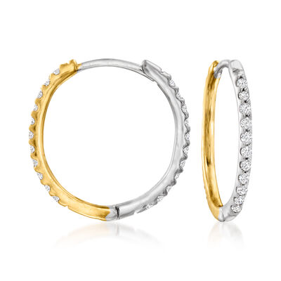 .20 ct. t.w. Diamond Reversible Hoop Earrings in Sterling Silver and 18kt Gold Over Sterling