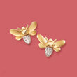 .10 ct. t.w. Diamond Bumblebee Earrings in 14kt Gold Over Sterling