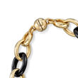 Andiamo 23x18mm Black Onyx Link Necklace with 14kt Yellow Gold Over Resin with Magnetic Clasp