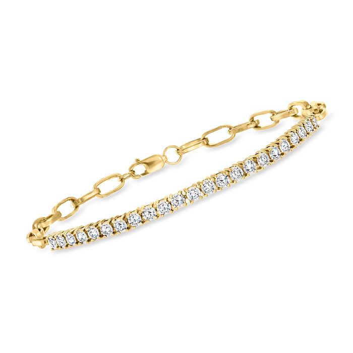 .50 ct. t.w. Diamond Tennis Paper Clip Link Bracelet in 18kt Gold Over Sterling
