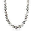11-13.6mm Black Cultured Tahitian Pearl Necklace with 14kt White Gold