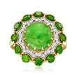 Jade and 2.20 ct. t.w. Multi-Gemstone Ring in 18kt Gold Over Sterling