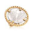Italian Genuine 10-Lira Coin Ring in 18kt Gold Over Sterling