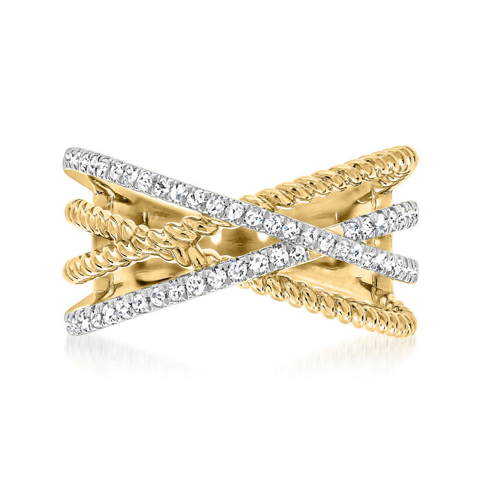 .33 ct. t.w. Diamond Roped Highway Ring in 14kt Yellow Gold