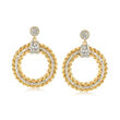 .75 ct. t.w. Diamond Circle Drop Earrings in 18kt Yellow Gold Over Sterling Silver 