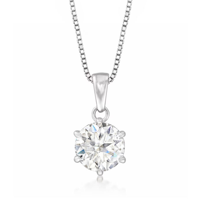 1.00 Carat Moissanite Solitaire Necklace in Sterling Silver