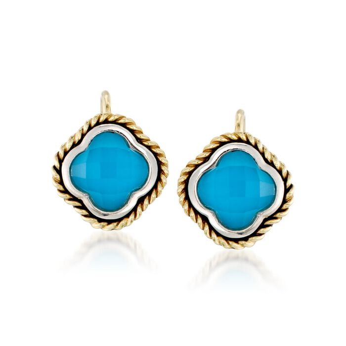 Andrea Candela Turquoise Clover Earrings in Two-Tone