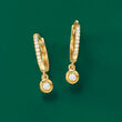 .14 ct. t.w. Diamond Charm Petite Hoop Earrings in 14kt Yellow Gold
