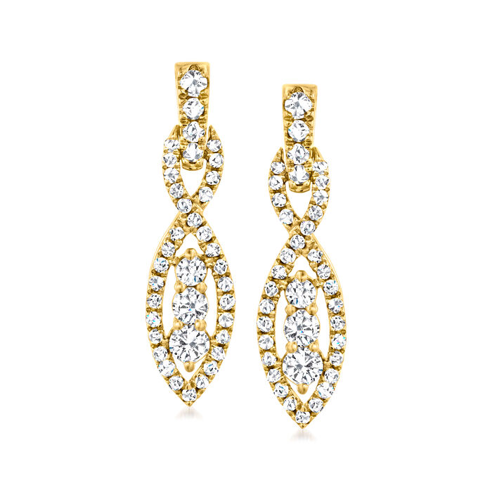 .75 ct. t.w. Diamond Navette Drop Earrings in 18kt Gold Over Sterling
