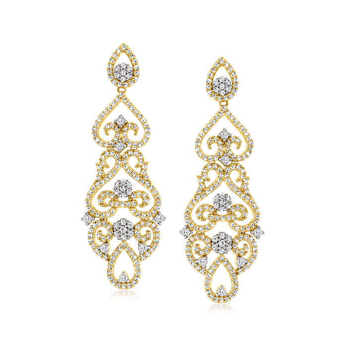 1.50 ct. t.w. Diamond Filigree Drop Earrings in 18kt Gold Over Sterling