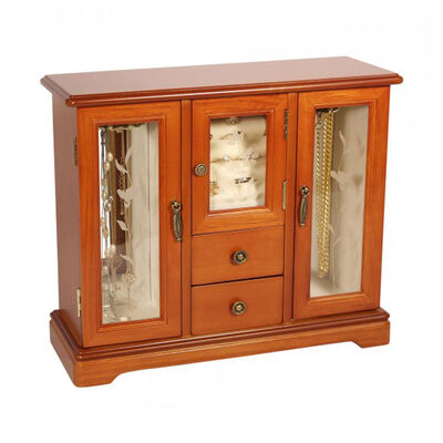 Mele & Co. &quot;Trina&quot; Oak-Finish Wooden Jewelry Box