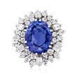 C. 1980 Vintage 6.45 Carat Tanzanite and 2.25 ct. t.w. Diamond Cocktail Ring in 18kt White Gold