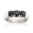 2.00 ct. t.w. Black Diamond Three-Stone Ring in Sterling Silver