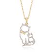 .12 ct. t.w. Diamond Cat Duo Pendant Necklace in 14kt Gold Over Sterling