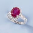 4.05 Carat Ruby and 1.20 ct. t.w. Diamond Ring in 14kt White Gold