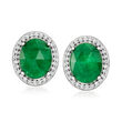 5.50 ct. t.w. Emerald and .20 ct. t.w. White Topaz Stud Earrings in Sterling Silver