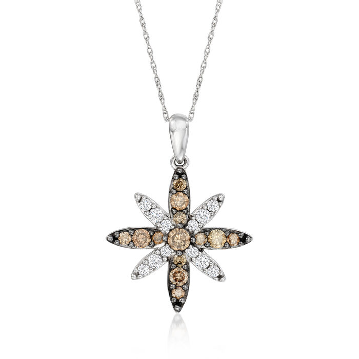 Le Vian .79 ct. t.w. Chocolate and Vanilla Diamond Star Pendant Necklace in 14kt Vanilla Gold