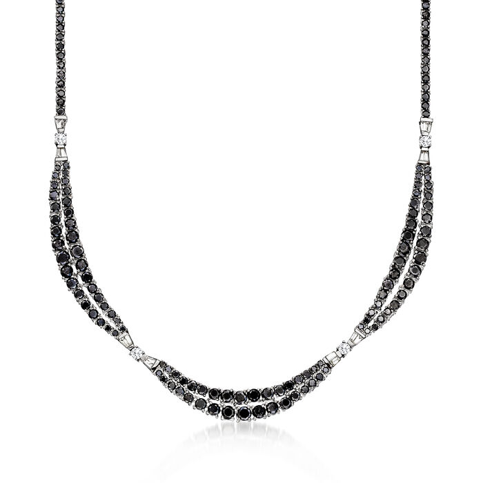 10.45 ct. t.w. Black and White Diamond Station Necklace in 14kt White Gold
