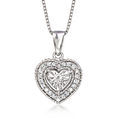 .20 ct. t.w. Diamond Jewelry Set: Heart-Shaped Earrings and Pendant Necklace in Sterling Silver