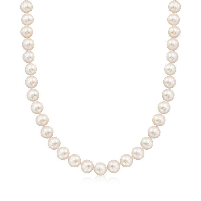 8-9mm Cultured Pearl Necklace with 14kt Yellow Gold Magnetic Clasp