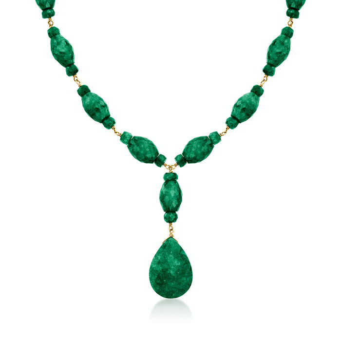 159.00 ct. t.w. Emerald Y-Necklace in 18kt Gold Over Sterling