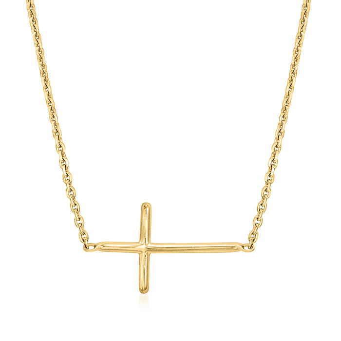 14kt Yellow Gold Petite Sideways Cross Necklace