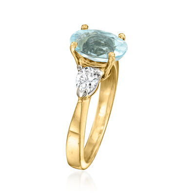 C. 1980 Vintage 1.70 Carat Aquamarine Ring with .50 ct. t.w. Diamonds in 18kt Yellow Gold