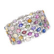 64.45 ct. t.w. Multicolored Sapphire and 9.00 ct. t.w. Diamond Bracelet in 18kt White Gold