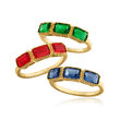 1.50 ct. t.w. Simulated Multi-Gemstone Jewelry Set: Three Rings in 18kt Gold Over Sterling