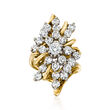 C. 1980 Vintage 3.00 ct. t.w. Diamond Cluster Ring in 14kt Yellow Gold