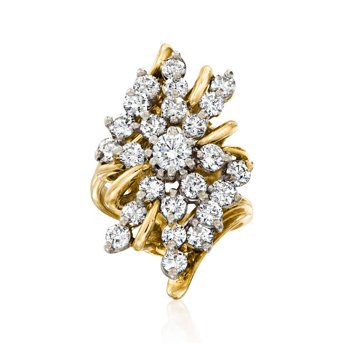 C. 1980 Vintage 3.00 ct. t.w. Diamond Cluster Ring in 14kt Yellow Gold