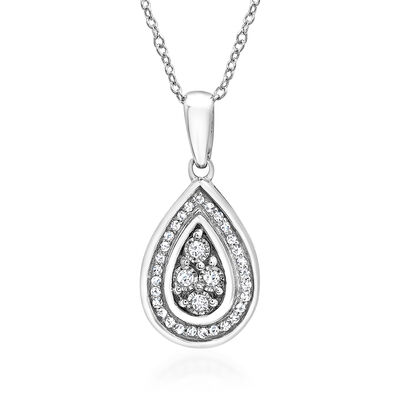 .23 ct. t.w. Diamond Jewelry Set: Teardrop Earrings and Pendant Necklace in Sterling Silver